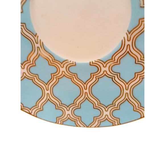 Grace's Teaware Blue Debra Saucer 6" Plate Gold Handpainted Geometric Regency - Picture 4 of 12